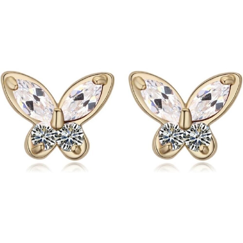 Women's Butterfly Zirconia Crystal Gold Plated Gold Earrings Jewellery